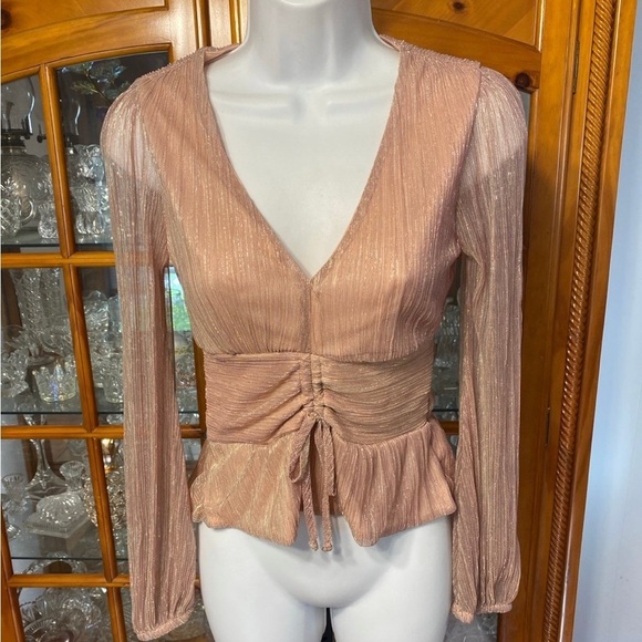 Sophia Vergara Womens Metallic Semi Sheer Blouse NWT size XS - Picture 1 of 7